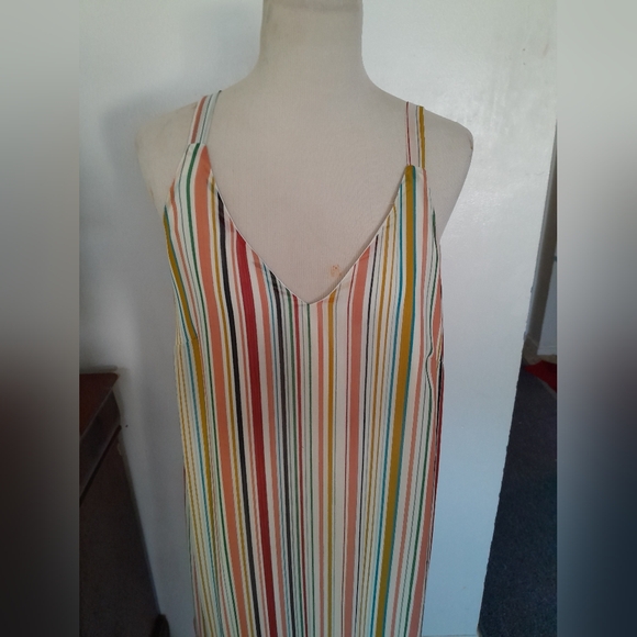 Multicolor stripped maxi chiffon dress size L - Picture 5 of 14